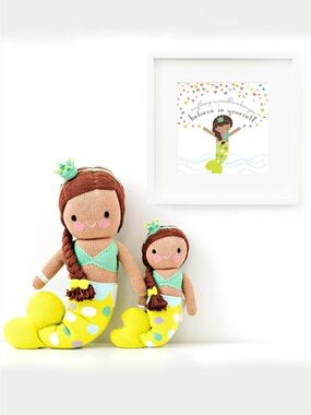 Cuddle + Kind Pearl the Mermaid Hand-Knit Doll + Framed Believe in Yourself Set